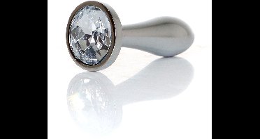 Power Escorts Silver Design Anal Plug Small Clear Stone – bo-64-00146