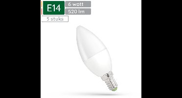 Spectrum LED Kaarslamp E14 6W - 230V - 520 Lumen - 3000K Warm wit - Gezellig licht - Energiezuinig - 5 stuks
