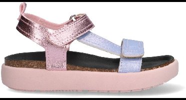 MEXX Kids XX825400-570 Meisjes Platte Sandalen - Roze/Paars/Zwart - Leer - Klittenband