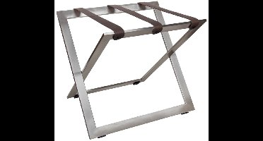 Kofferrek Roootz Compact RVS met Taupe Grijze Leren banden | Inklapbaar | Compact