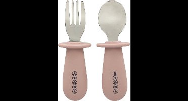 Youly® Kinderbestek Lepel en Vork - Baby Bestek - Siliconen Baby Servies - RVS - Poeder Roze