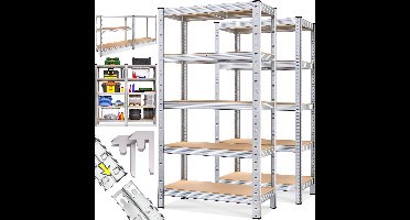 Monzana Opbergrek - Set van 2 Belastbaar tot 700kg 175x75x30 - Zilver