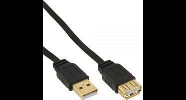 USB naar USB platte verlengkabel - USB2.0 - tot 1A / zwart - 5 meter
