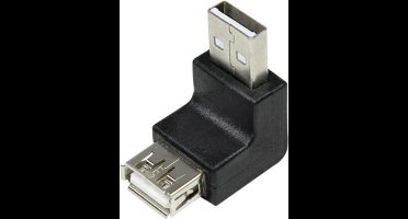 USB naar USB adapter / haaks naar beneden - USB2.0 / zwart
