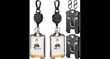 2 Stuks Heavy-Duty Uittrekbare Sleutelhanger met Pasjeshouders - Trekkoord Pashouder voor Dames/Heren - Broekclip Badgehouder 80cm Intrekbaar - Uitrolbare Karabijnhaak Sleutelkoord - Clip Sleutel Koord Uitrekbaar - ID Badges Keykoord/Kecord - Zwart