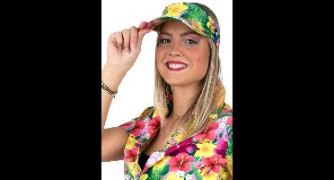 Zonneklep met hawaii print pink