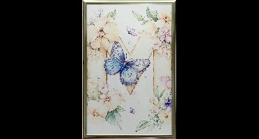 Muurposter Letter M Met Bloemen En Vlinder 70X100 Cm Zonder Lijst