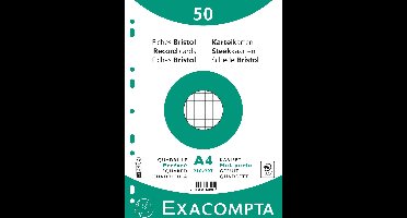 Exacompta 20x Pak 50 steekkaarten in folie - bristol geruit 5x5 geperforeerd - 210x297mm - Wit - 12606E