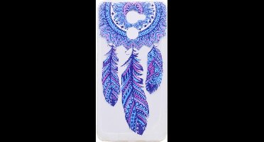 Shop4 - Huawei Y7 Prime Hoesje - Zachte Back Case Dromenvanger Blauw