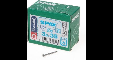 SPAX 1197000350353 Roestvaststalen schroef, Verzonken kop, 3.5 x 35, Voldraad, T-STAR plus T15 - blank - 200 stuks