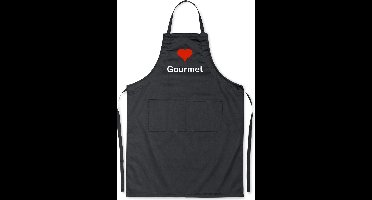 Benza Schort I Love Gourmet - Grappige/Leuke/Mooie/Luxe Keukenschort - Zwart