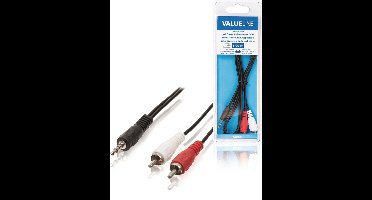 Valueline VLAB22200B10 Jack Stereo Audio Adapterkabel 3,5 mm Mannelijk - 2x Rca Mannelijk 1,00 M Zwart