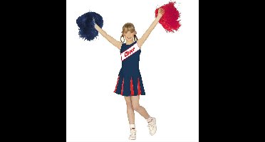 Cheerleader kostuum blauw rood kinderen