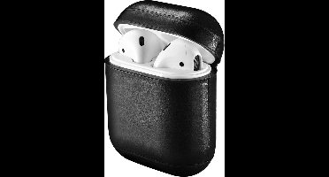 Hoesje geschikt voor Airpods 1 / Airpods 2 - Kunstlederen Cover Hoes Zwart