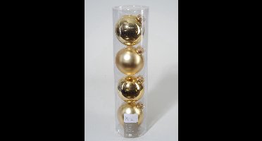 4 kerstballen licht goud glans 100 mm