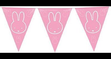 Geboorte meisje vlaggetjes - 2x - Roze Nijntje thema vlaggenlijn - 600 cm - kunststof