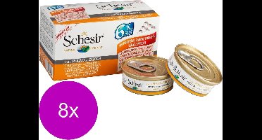 Schesir Kat Mp Blik Gekookt 6x50 g - Kattenvoer - 8 x Kipfilet&Pompoen