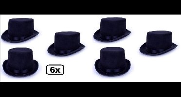 6x Hoge hoed zwart