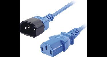 Lindy - Stroomverlengkabel - IEC 60320 C13 naar IEC 60320 C14 - 1 m - gevormd - blauw