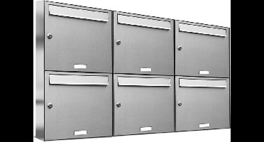 Brievenbus 6 personen - adressen - 3x2 RVS