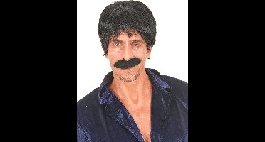 Vegaoo - Zwarte pruik discozanger voor mannen - Zwart - One Size