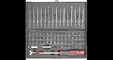 TOOLCRAFT HT02183 820952 Bitset 75-delig Plat, Inbus, Clutch, Tri-Wing, Torque, Veeltand (XZN), Kruiskop Pozidriv, Krui