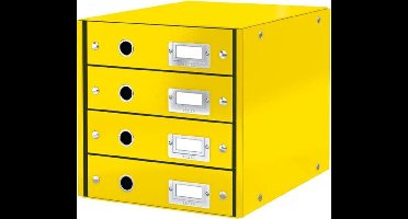 Leitz Wow Click & Store Ladekast Met 4 Laden - 81% Gerecycled Karton - Voor A4 Formaten - Ruimtebesparende Opberger - Geel