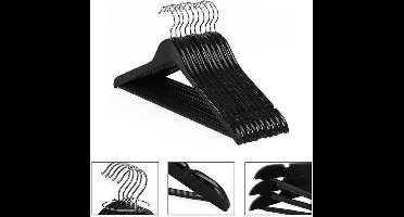 Kledinghangers | Set van 20 stuks | Esdoornhout | Zwart | Met draaibare haak