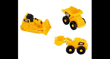 Klein Toys Cat bouwvoertuigen set - kiepvrachtwagen, bulldozer en schepmachine - geel zwart