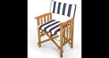 Regisseursstoel II Teak Premium met Navy/Wit kussenset