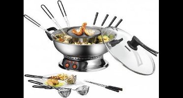 Unold 48746 Asia Fondue - Elektrische Fonduepan - 6 Fonduevorkjes - RVS