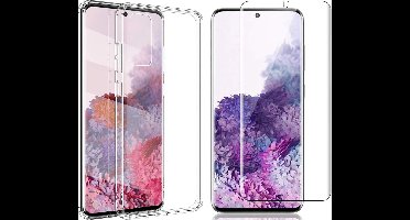 Hoesje geschikt voor Samsung Galaxy S20 - Screen Protector FlexGuard - Back Cover Case ShockGuard Transparant & Screenprotector