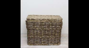 Opbergmand - Met deksel - 80x40xH65 - Rechthoek - Hengsels - Riet - Rotan