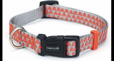 Beeztees - Nylon halsband zilver met orange Triangle - 48-70cm