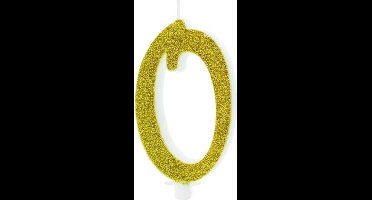 PartyDeco - Verjaardagskaars 0 Glitter Goud