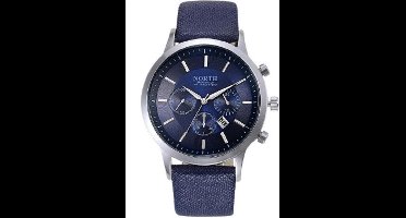 North - heren horloge - blauw - 45 mm - I-deLuxe verpakking
