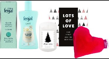 Fenjal Cadeauset Kerst Liefde - Fenjal Eau De Toilette Classic Pump Spray - Fenjal Shower Crème Classic - Kersepittje Klein Warmtekussen Hartje