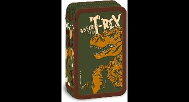 T-rex leeg etui - twee ritsen - 19 x 11 cm - Polyester