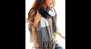 oCreon Dames Geruit Oversized Kasjmier Sjaal Lange Zachte Wrap voor Herfst en Winter