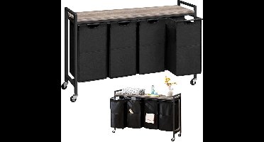 ApexArte® Wassorteerder 4 Vakken - Wasmand - 160L - Zwart