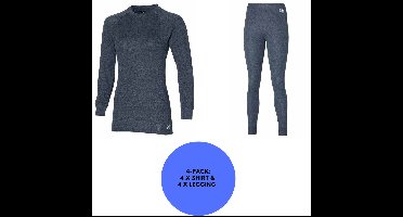 Heatkeeper - Thermo broek/shirt dames - Set - Maat L - Antraciet - 4 x broek/shirt - 4-Pack