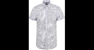 Suitable Short Sleeve Overhemd Print Blauw - Maat XL - Heren - Casual Shirt