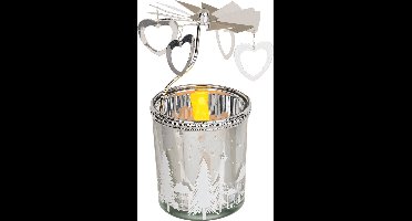 Theelicht -waxinelichthouder- caroussel kerst met kerst hartjes