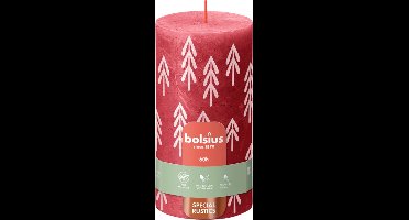 Bolsius - Rustiek stompkaars - Printed - 130/68 - 1 Stuk - Delicate Red