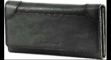 bruno banani Leren Portemonnee Wallet with Flap Black Zwart