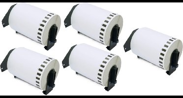 Label Tape Geschikt voor Brother DK-22243 | 102 mm x 30,48 m | Zwart op Wit - 5 stuks - Geschikt voor: QL-500 QL-550 QL-560 QL-570 QL-580N QL-650TD QL-1050N QL-1060N QL-700 QL-710W QL-720NW QL-800 QL-810W QL-820NW TD-2130N QL-600 QL-1100 QL-1110