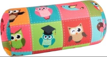 Kuschelmaxx Rolkussen - Sierkussen Rond Cilinder 17 x 33 cm - Owls 4-design - Stevig en zacht - Mooie print - Gevuld met microgranulaat - Vormvast & Wasbaar - Ideaal voor op de bank, bed, auto of op reis - Inclusief Wasnet