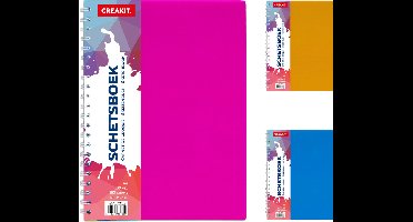 CREAKIT. Schetsboek A4 – 30 Vellen – Tekenpapier – Schtetsblok – met Spiraal – Schetsboek voor Kinderen en Volwassenen – 160 grs – Tekenblok – PP kaft