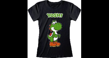 Super Mario Yoshi Name Tag Dames T-shirt - zwart - XXL