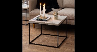Sohome Vierkante Salontafel Kathy Travertine-look, 60 x 60cm - Beige